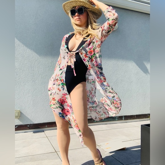 🚢ITALIAN Anna Sassatelli Duster Vintage Floral Design Italy - Picture 12 of 16